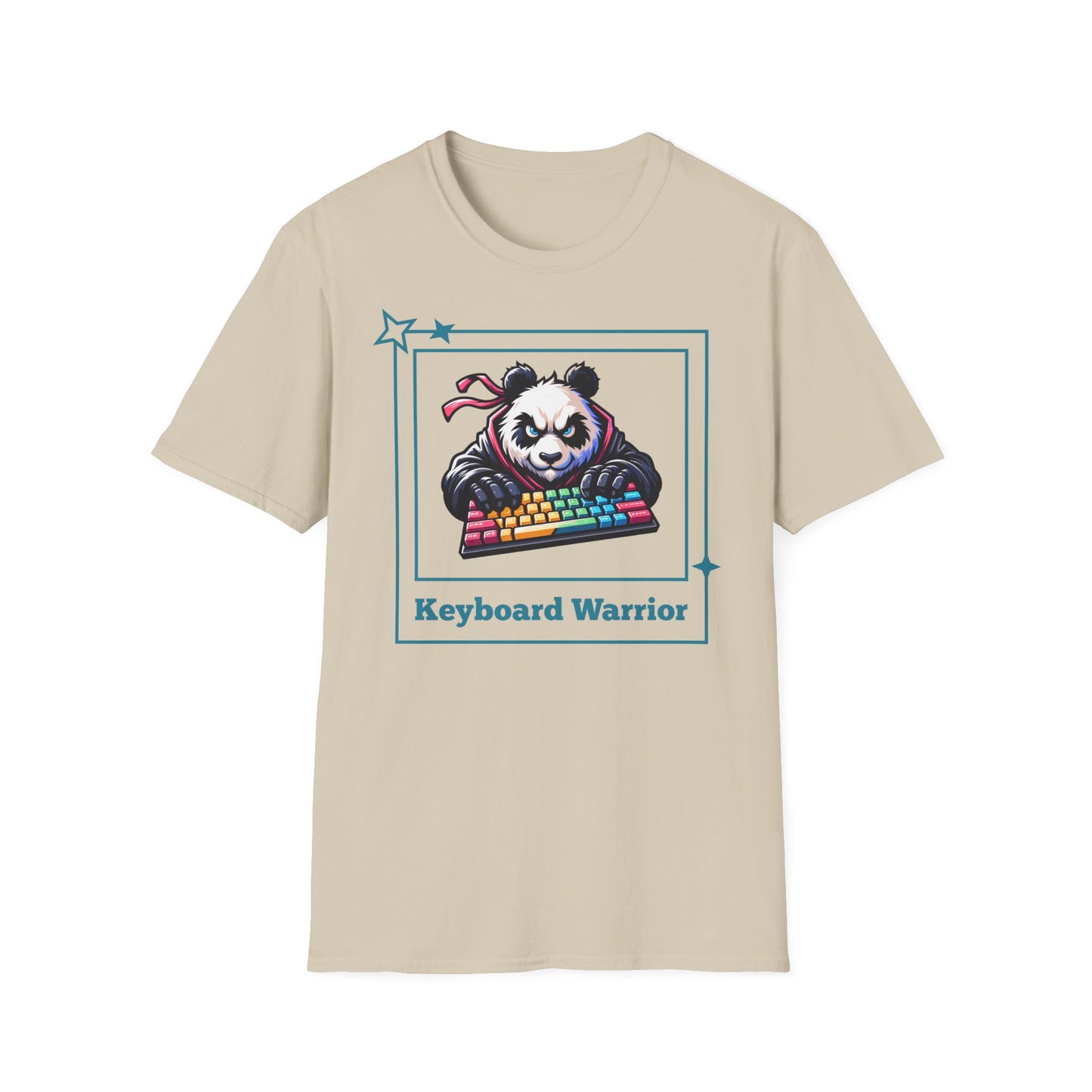 Panda Graphic T-Shirt, Gamer Apparel, Keyboard Warrior Tee, Unisex Softstyle Shirt, Gift for Gamers, Cute Casual Wear