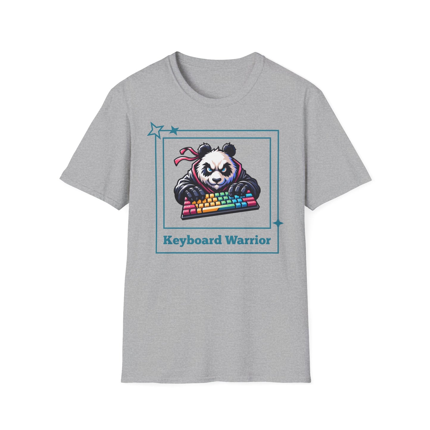 Panda Graphic T-Shirt, Gamer Apparel, Keyboard Warrior Tee, Unisex Softstyle Shirt, Gift for Gamers, Cute Casual Wear