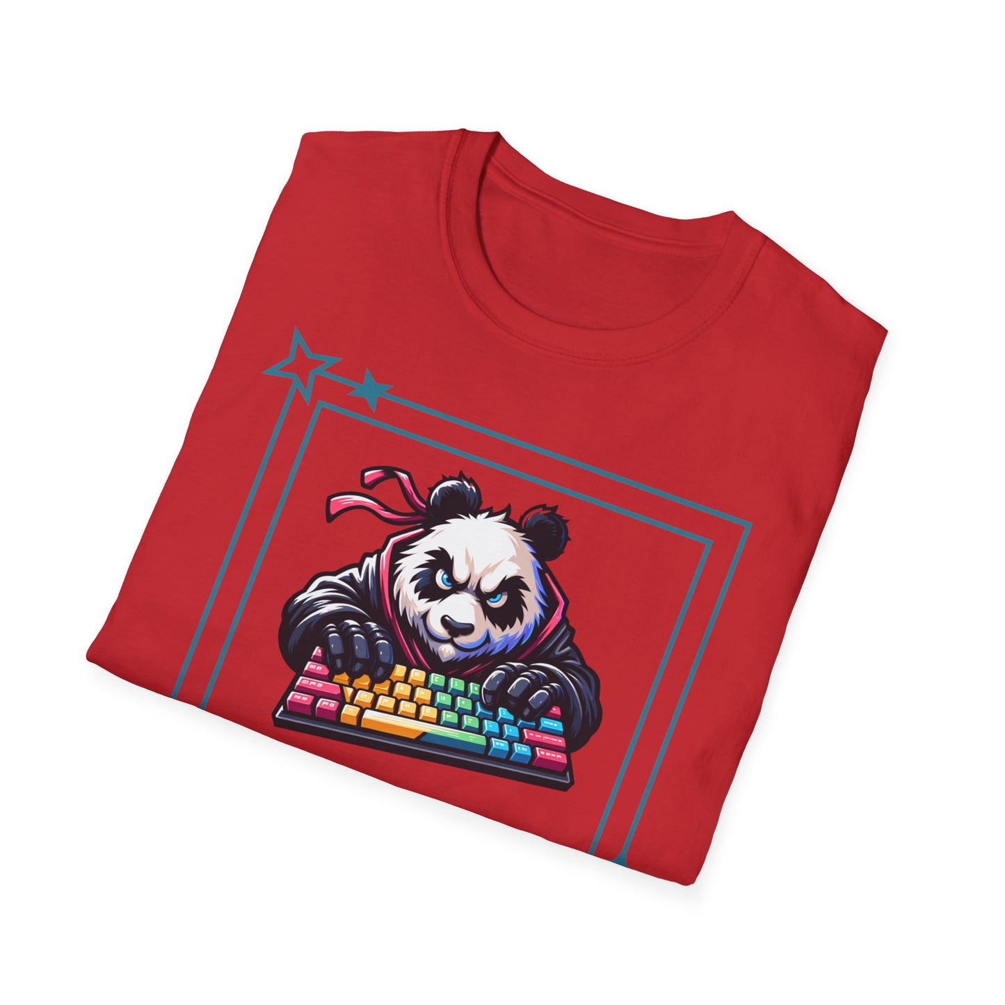Panda Graphic T-Shirt, Gamer Apparel, Keyboard Warrior Tee, Unisex Softstyle Shirt, Gift for Gamers, Cute Casual Wear