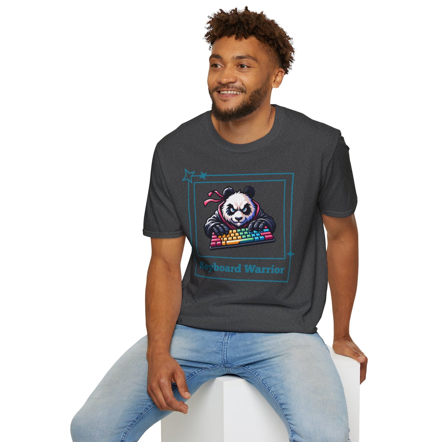 Panda Graphic T-Shirt, Gamer Apparel, Keyboard Warrior Tee, Unisex Softstyle Shirt, Gift for Gamers, Cute Casual Wear