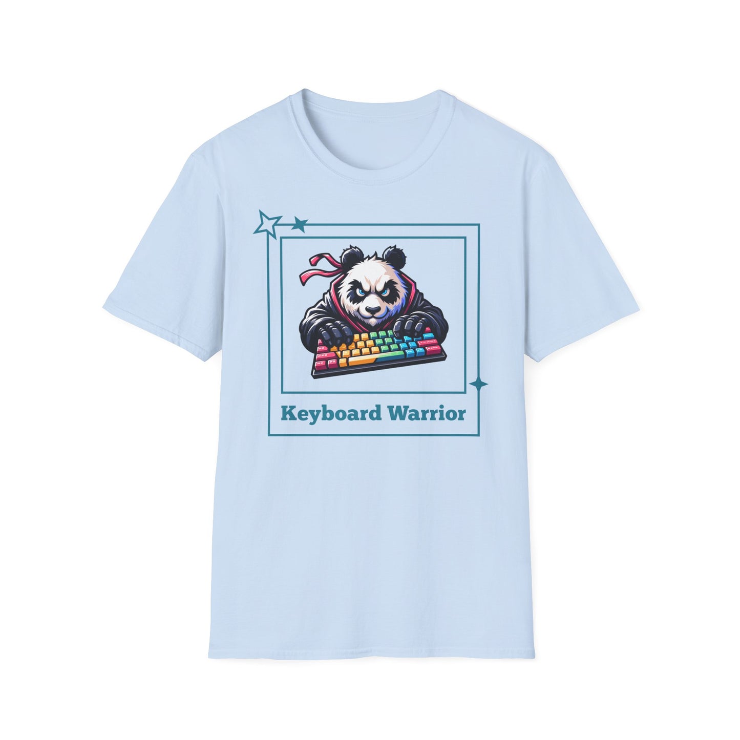 Panda Graphic T-Shirt, Gamer Apparel, Keyboard Warrior Tee, Unisex Softstyle Shirt, Gift for Gamers, Cute Casual Wear