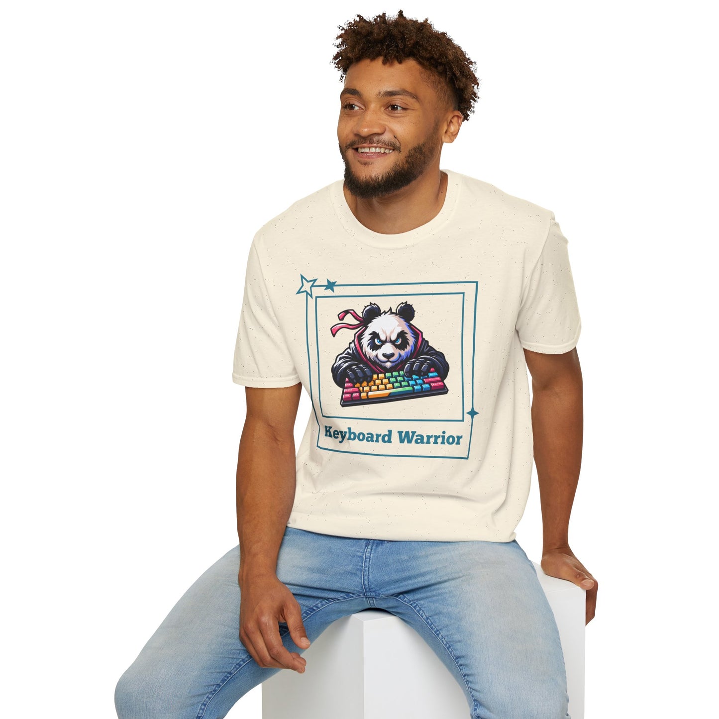 Panda Graphic T-Shirt, Gamer Apparel, Keyboard Warrior Tee, Unisex Softstyle Shirt, Gift for Gamers, Cute Casual Wear