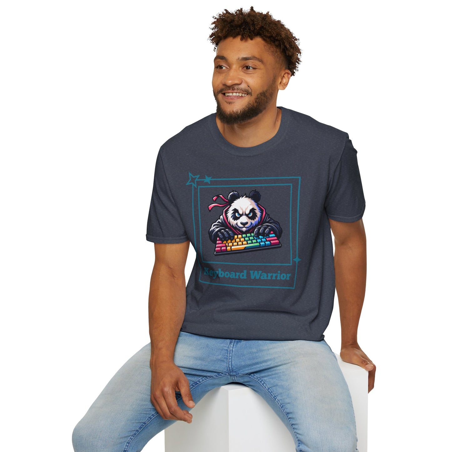 Panda Graphic T-Shirt, Gamer Apparel, Keyboard Warrior Tee, Unisex Softstyle Shirt, Gift for Gamers, Cute Casual Wear