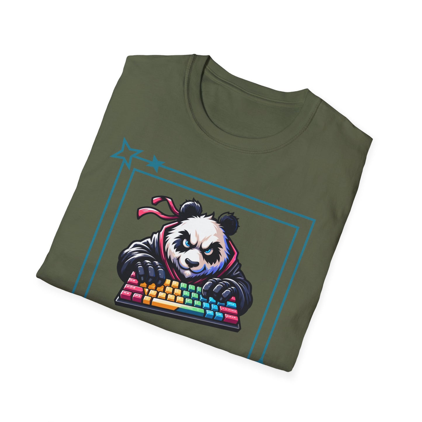 Panda Graphic T-Shirt, Gamer Apparel, Keyboard Warrior Tee, Unisex Softstyle Shirt, Gift for Gamers, Cute Casual Wear