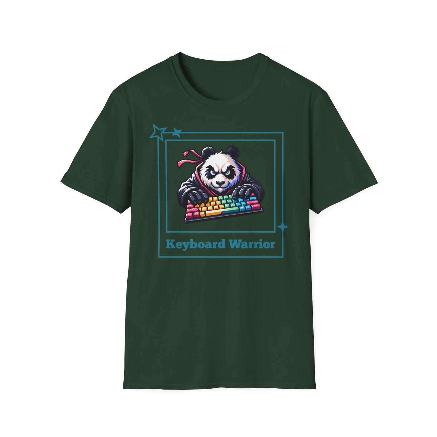 Panda Graphic T-Shirt, Gamer Apparel, Keyboard Warrior Tee, Unisex Softstyle Shirt, Gift for Gamers, Cute Casual Wear