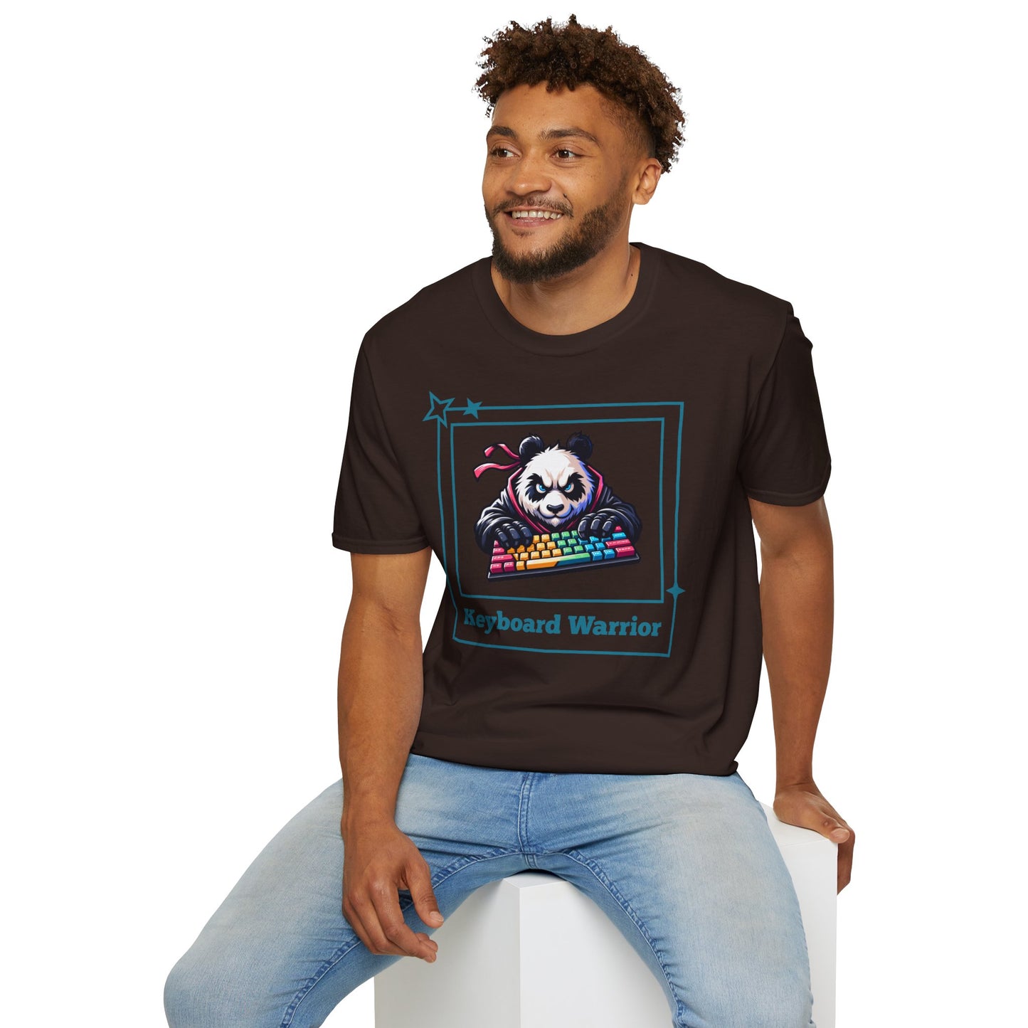 Panda Graphic T-Shirt, Gamer Apparel, Keyboard Warrior Tee, Unisex Softstyle Shirt, Gift for Gamers, Cute Casual Wear