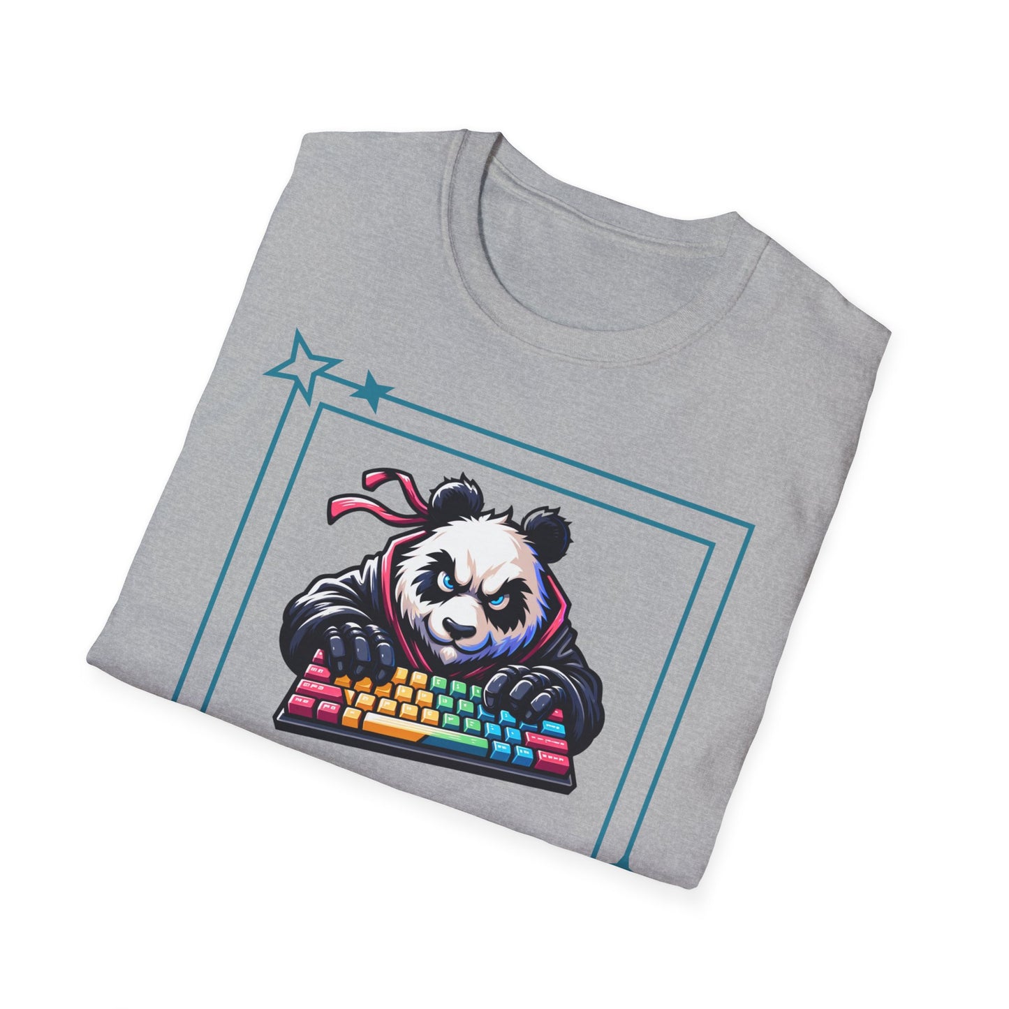 Panda Graphic T-Shirt, Gamer Apparel, Keyboard Warrior Tee, Unisex Softstyle Shirt, Gift for Gamers, Cute Casual Wear