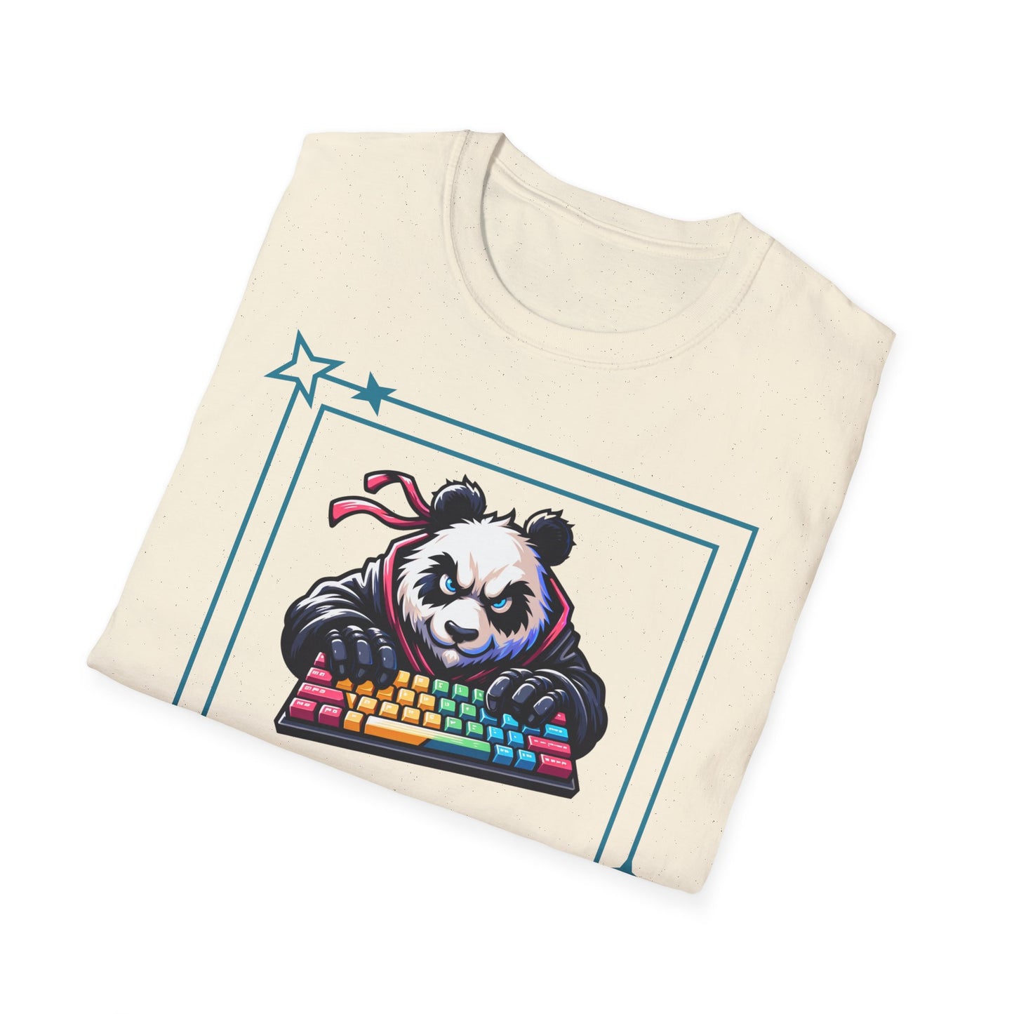 Panda Graphic T-Shirt, Gamer Apparel, Keyboard Warrior Tee, Unisex Softstyle Shirt, Gift for Gamers, Cute Casual Wear