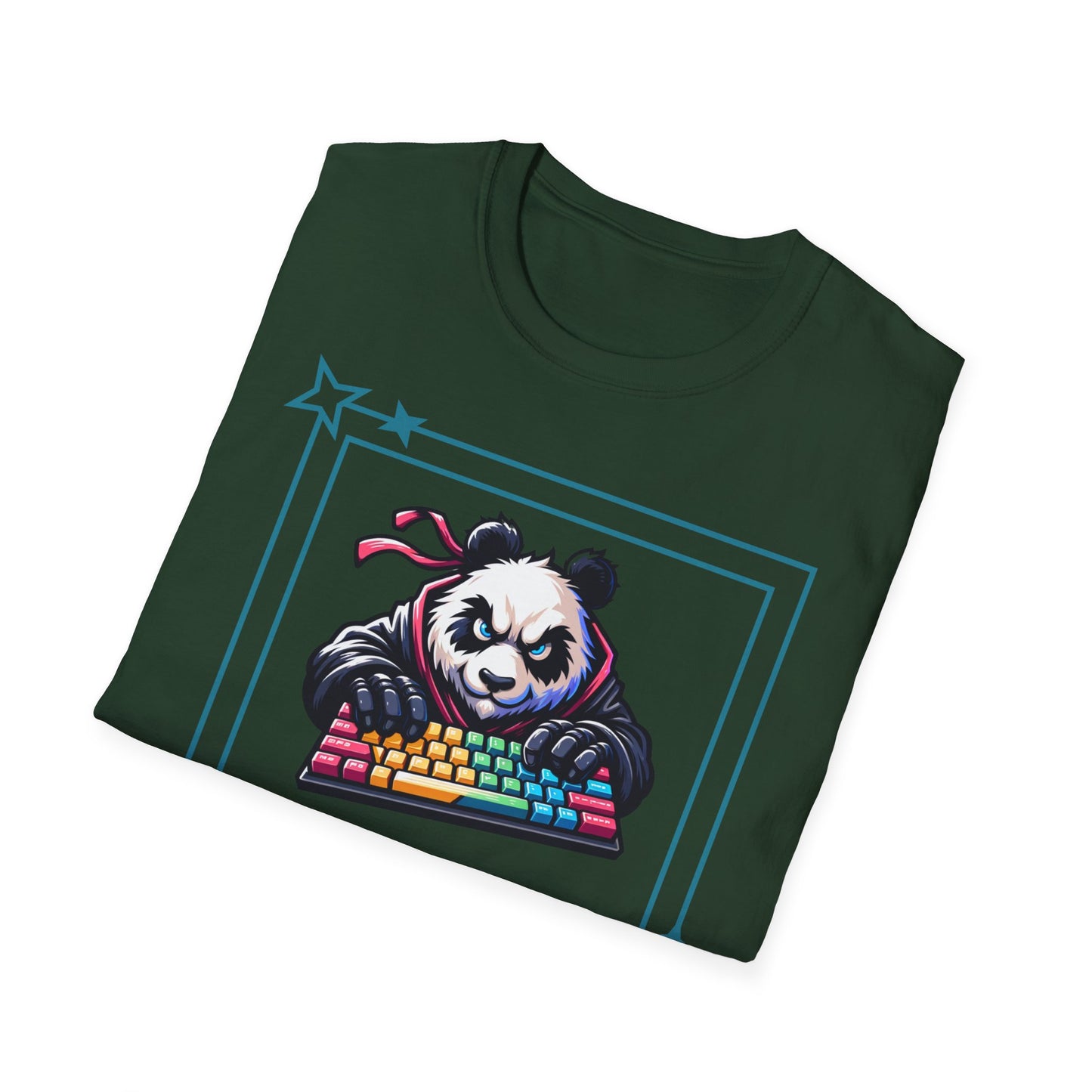 Panda Graphic T-Shirt, Gamer Apparel, Keyboard Warrior Tee, Unisex Softstyle Shirt, Gift for Gamers, Cute Casual Wear