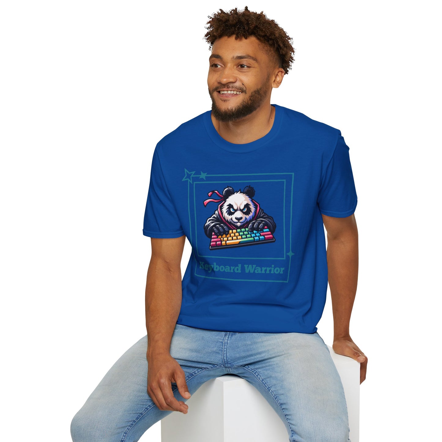 Panda Graphic T-Shirt, Gamer Apparel, Keyboard Warrior Tee, Unisex Softstyle Shirt, Gift for Gamers, Cute Casual Wear