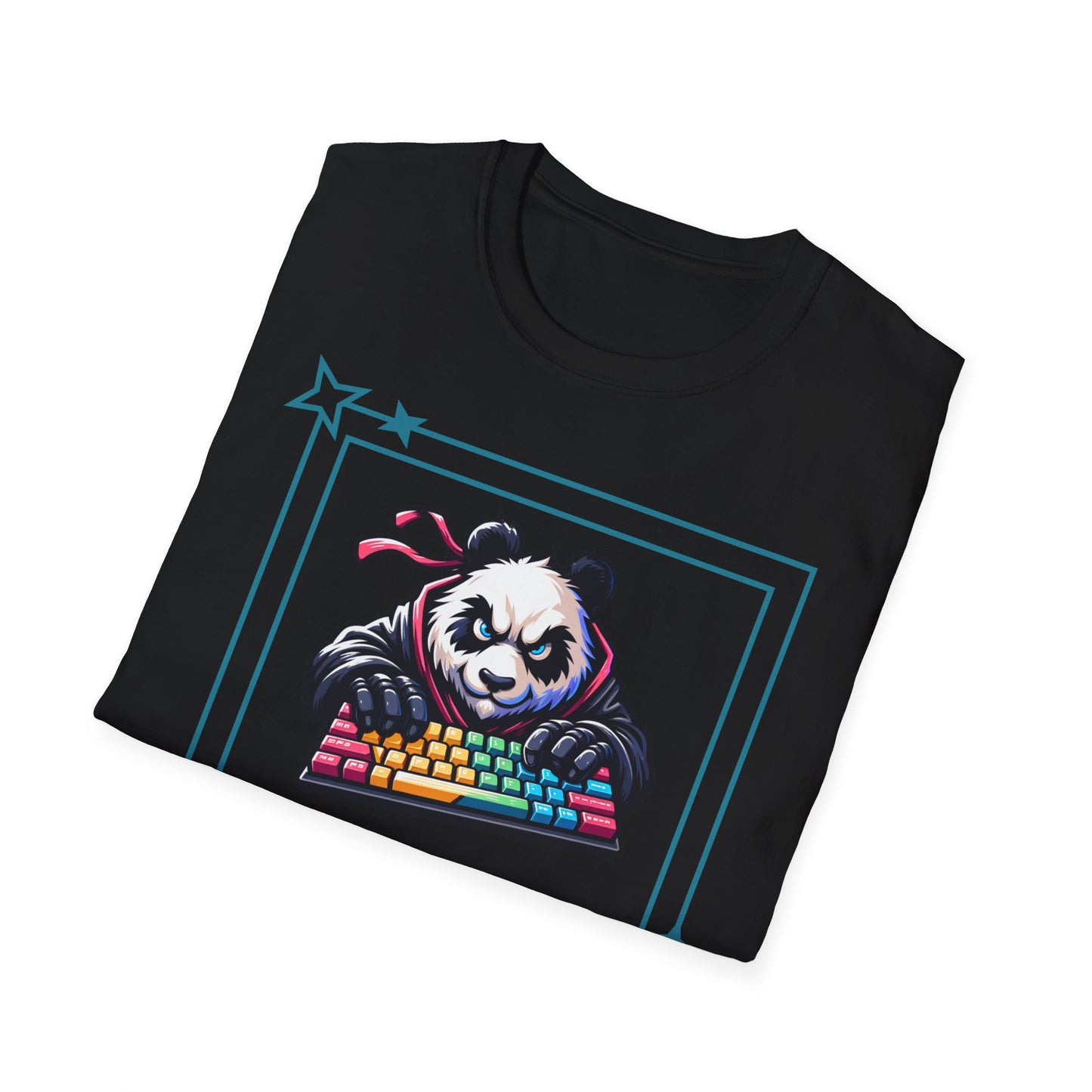 Panda Graphic T-Shirt, Gamer Apparel, Keyboard Warrior Tee, Unisex Softstyle Shirt, Gift for Gamers, Cute Casual Wear