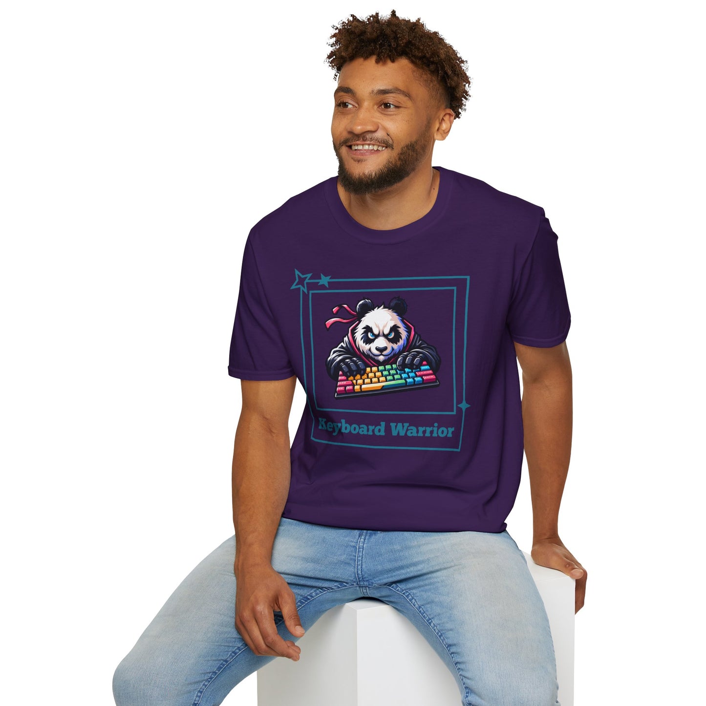 Panda Graphic T-Shirt, Gamer Apparel, Keyboard Warrior Tee, Unisex Softstyle Shirt, Gift for Gamers, Cute Casual Wear