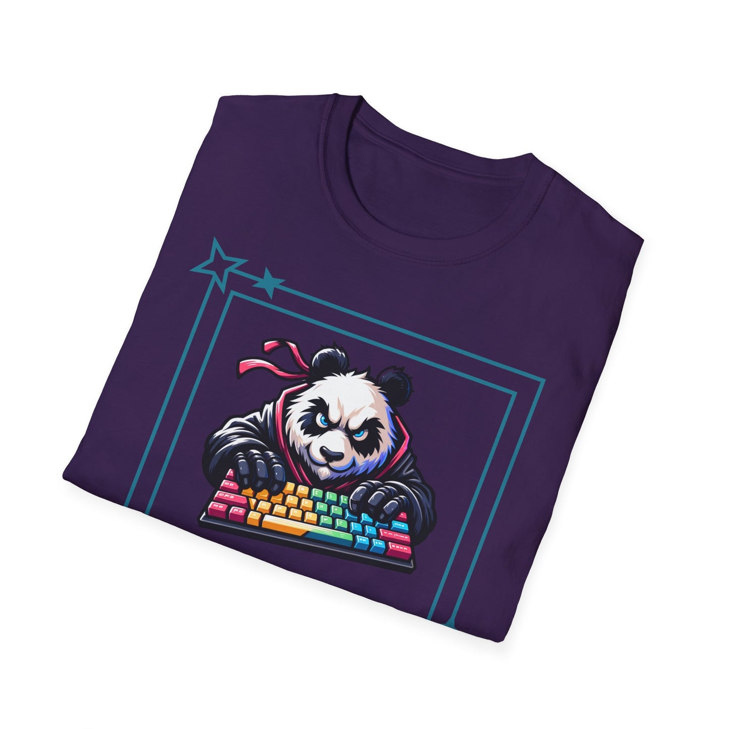Panda Graphic T-Shirt, Gamer Apparel, Keyboard Warrior Tee, Unisex Softstyle Shirt, Gift for Gamers, Cute Casual Wear