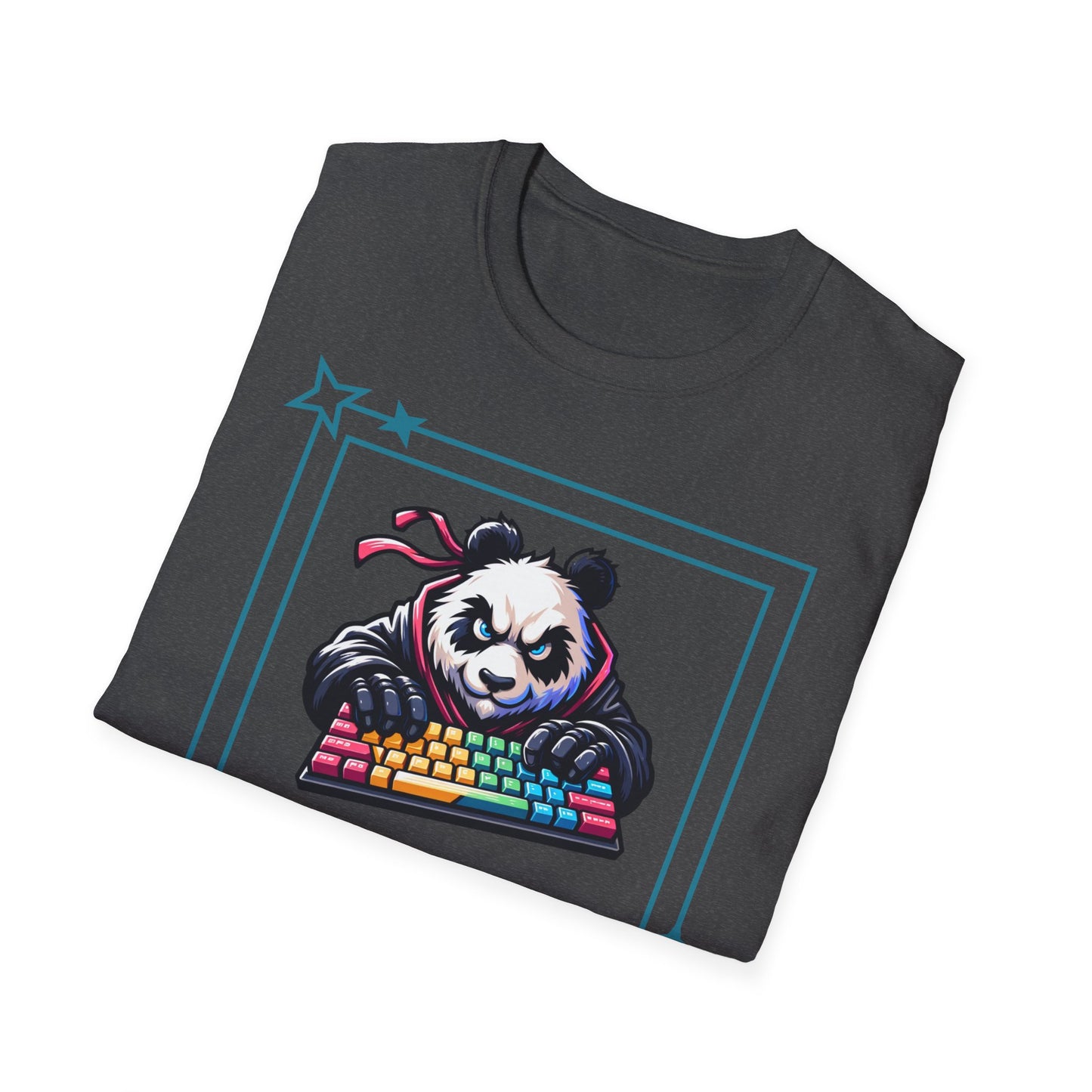 Panda Graphic T-Shirt, Gamer Apparel, Keyboard Warrior Tee, Unisex Softstyle Shirt, Gift for Gamers, Cute Casual Wear