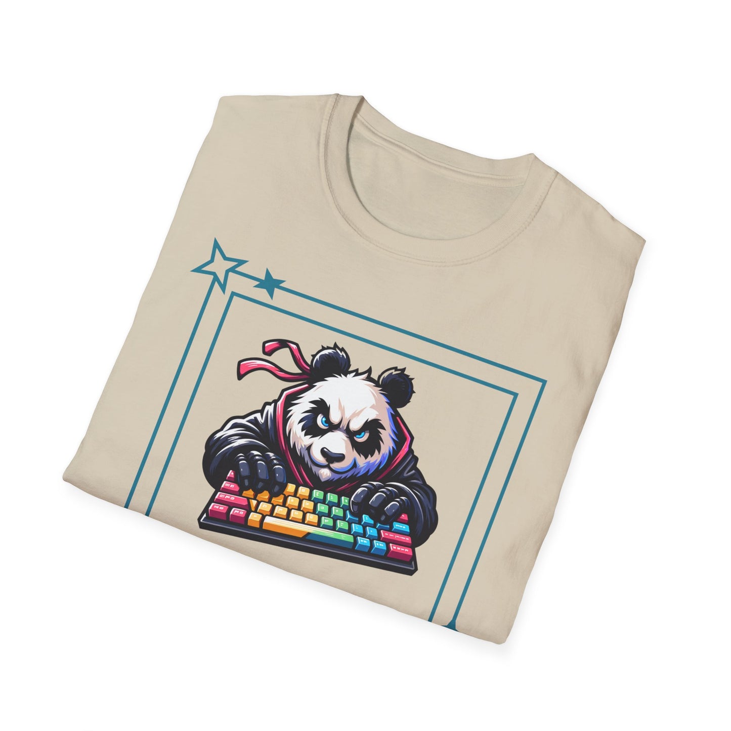 Panda Graphic T-Shirt, Gamer Apparel, Keyboard Warrior Tee, Unisex Softstyle Shirt, Gift for Gamers, Cute Casual Wear