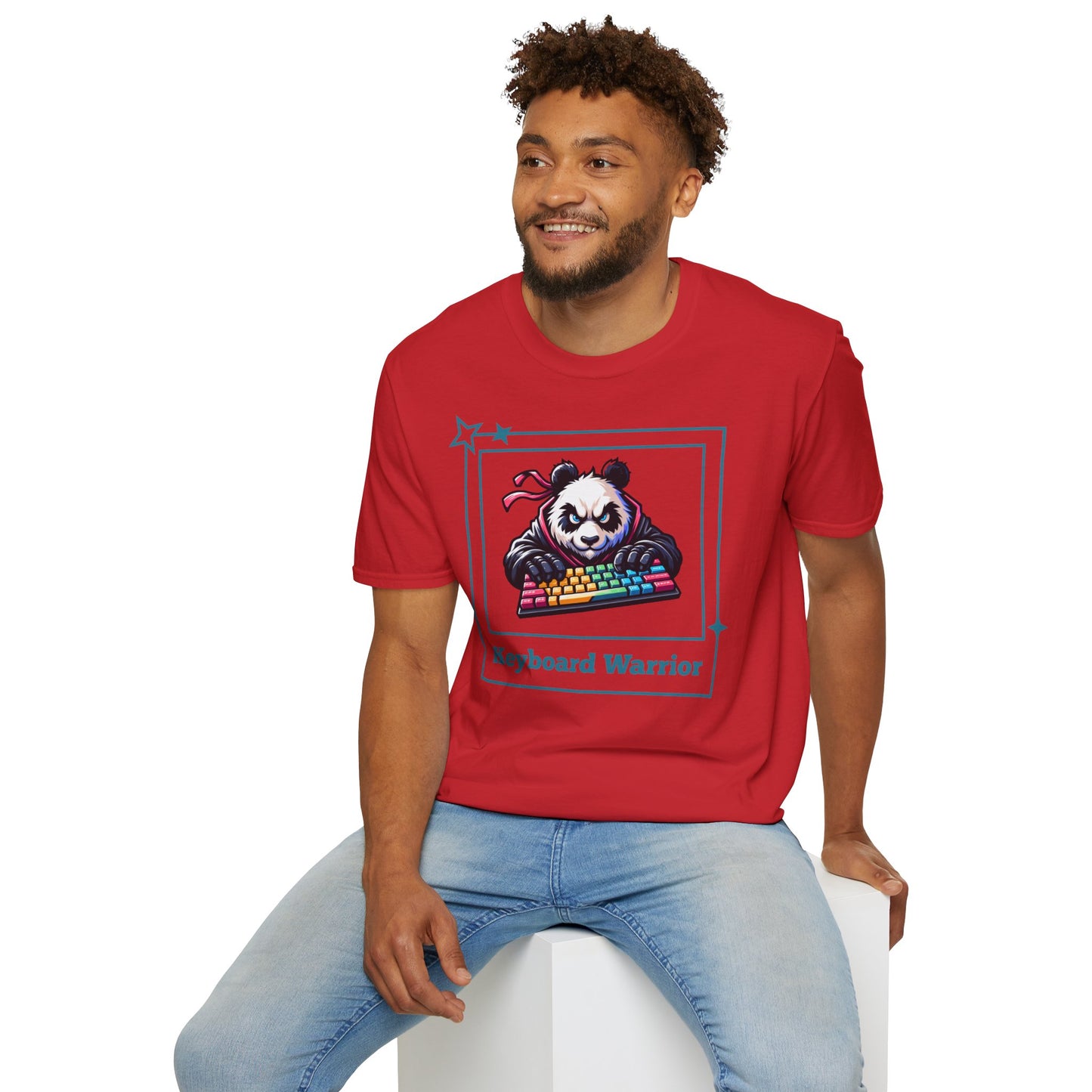 Panda Graphic T-Shirt, Gamer Apparel, Keyboard Warrior Tee, Unisex Softstyle Shirt, Gift for Gamers, Cute Casual Wear