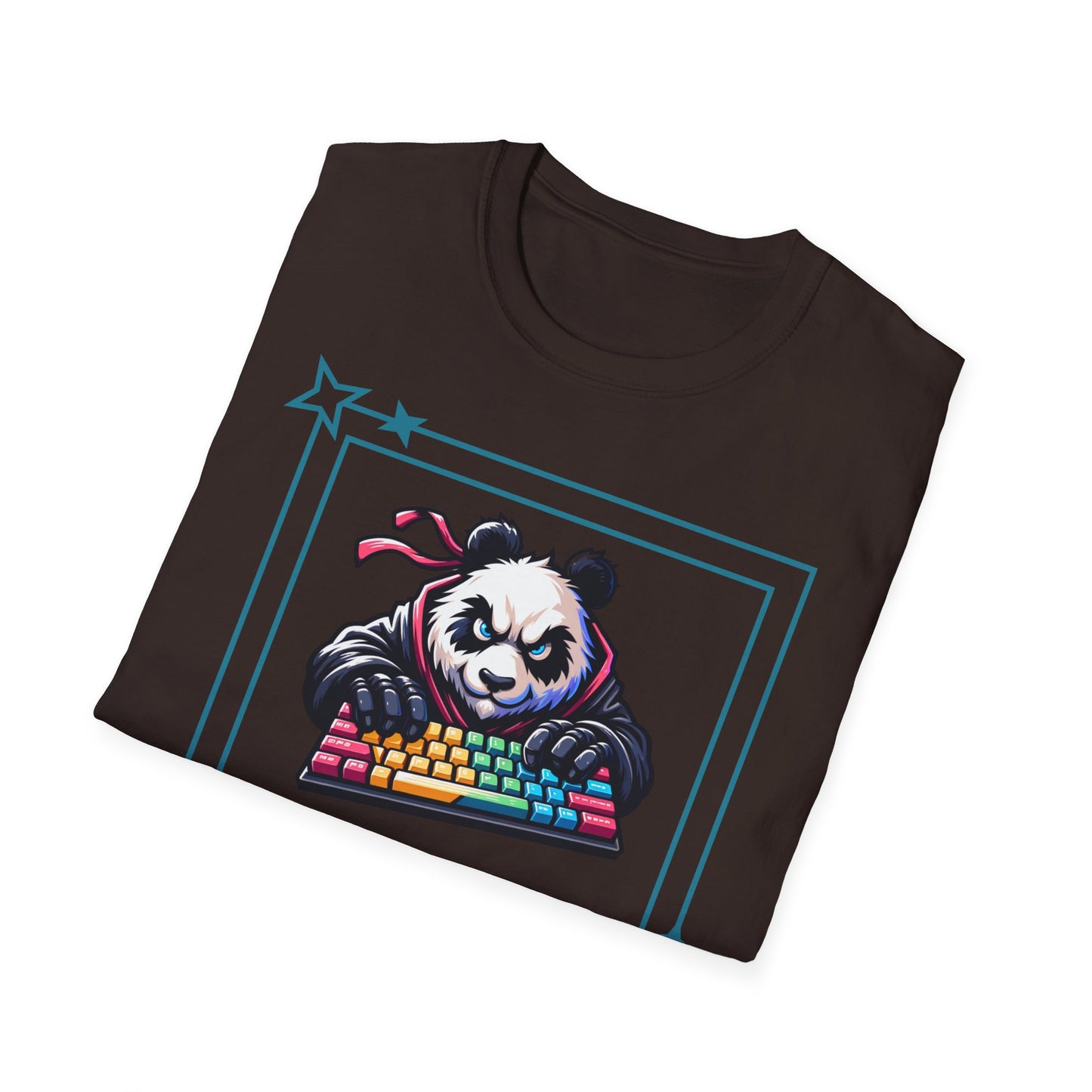 Panda Graphic T-Shirt, Gamer Apparel, Keyboard Warrior Tee, Unisex Softstyle Shirt, Gift for Gamers, Cute Casual Wear