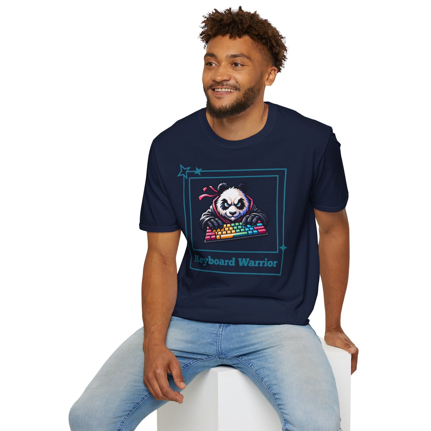 Panda Graphic T-Shirt, Gamer Apparel, Keyboard Warrior Tee, Unisex Softstyle Shirt, Gift for Gamers, Cute Casual Wear