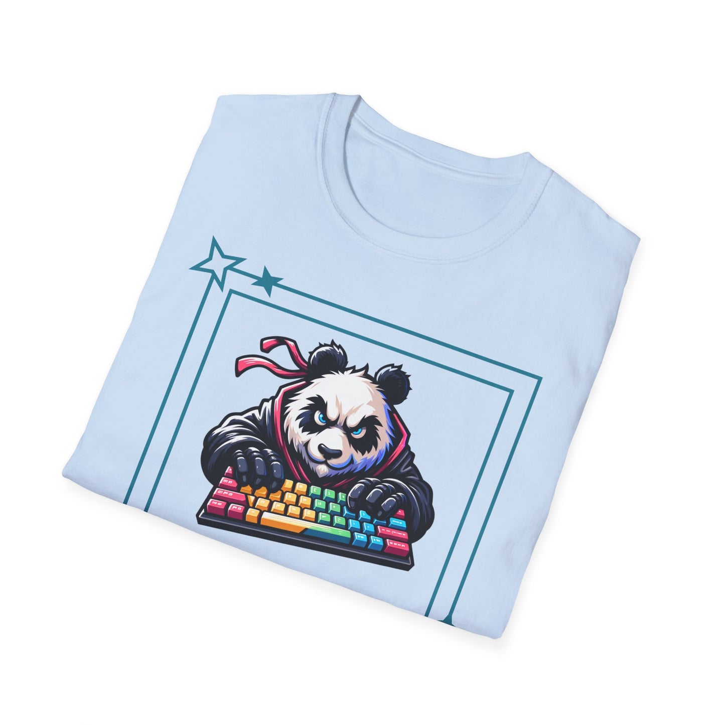 Panda Graphic T-Shirt, Gamer Apparel, Keyboard Warrior Tee, Unisex Softstyle Shirt, Gift for Gamers, Cute Casual Wear