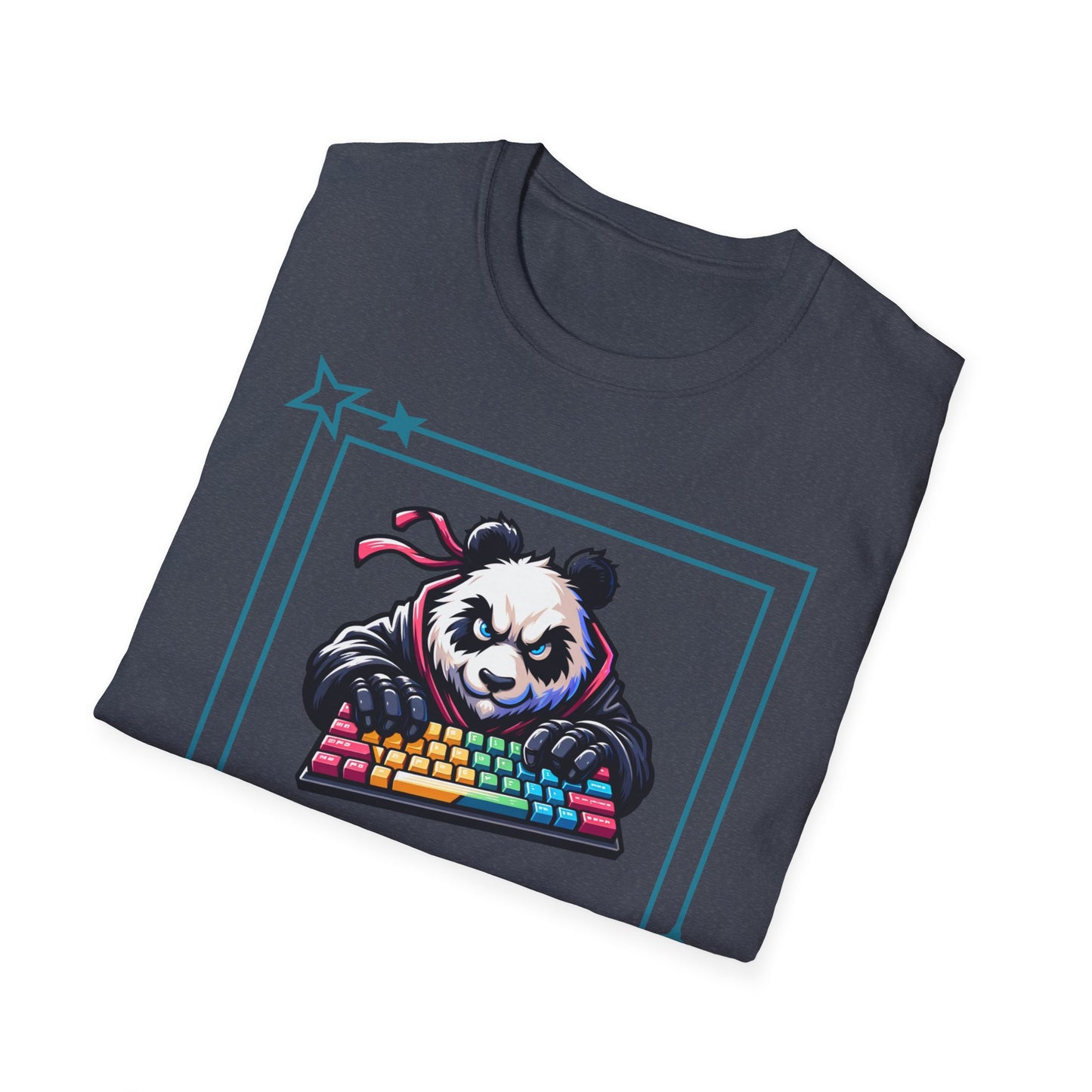 Panda Graphic T-Shirt, Gamer Apparel, Keyboard Warrior Tee, Unisex Softstyle Shirt, Gift for Gamers, Cute Casual Wear