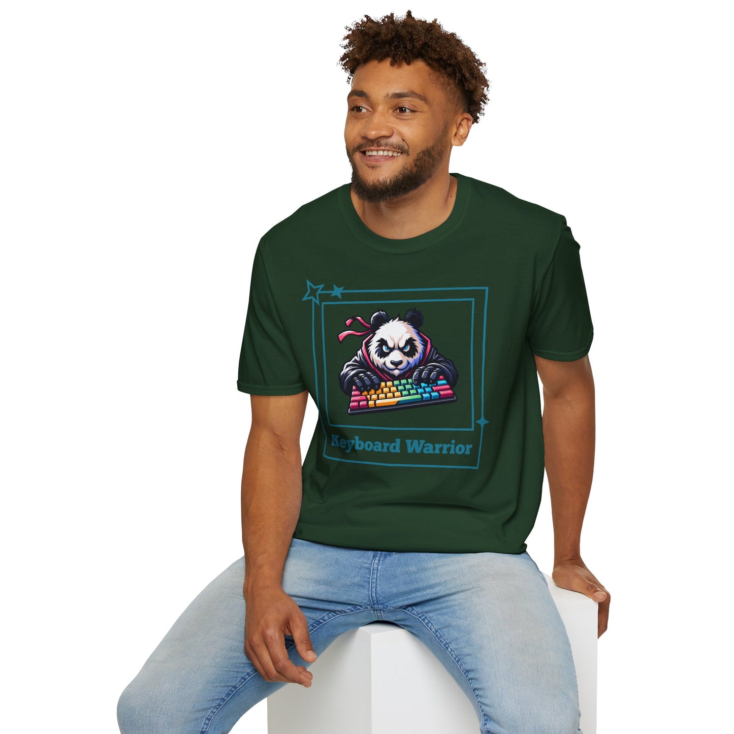 Panda Graphic T-Shirt, Gamer Apparel, Keyboard Warrior Tee, Unisex Softstyle Shirt, Gift for Gamers, Cute Casual Wear