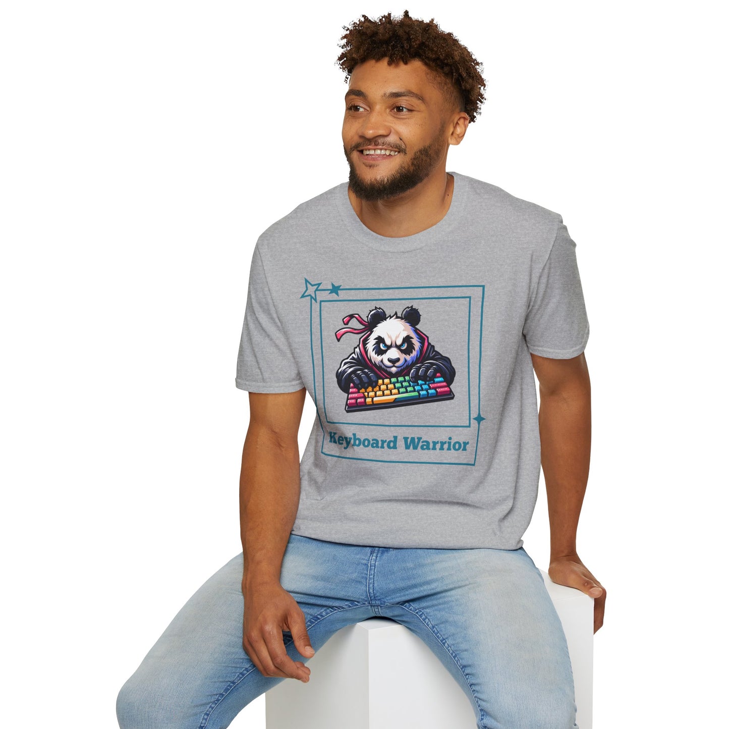 Panda Graphic T-Shirt, Gamer Apparel, Keyboard Warrior Tee, Unisex Softstyle Shirt, Gift for Gamers, Cute Casual Wear