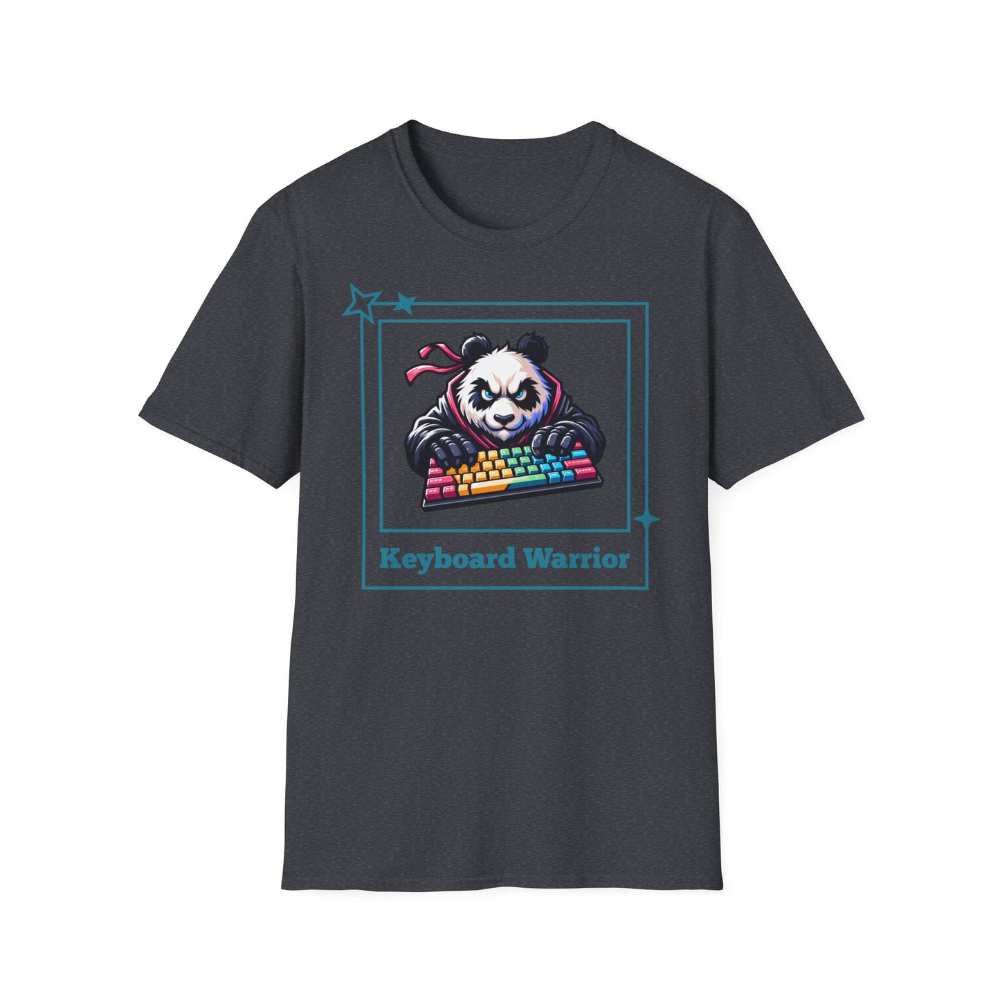 Panda Graphic T-Shirt, Gamer Apparel, Keyboard Warrior Tee, Unisex Softstyle Shirt, Gift for Gamers, Cute Casual Wear