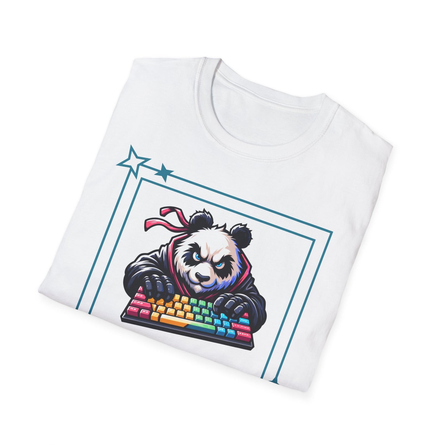 Panda Graphic T-Shirt, Gamer Apparel, Keyboard Warrior Tee, Unisex Softstyle Shirt, Gift for Gamers, Cute Casual Wear