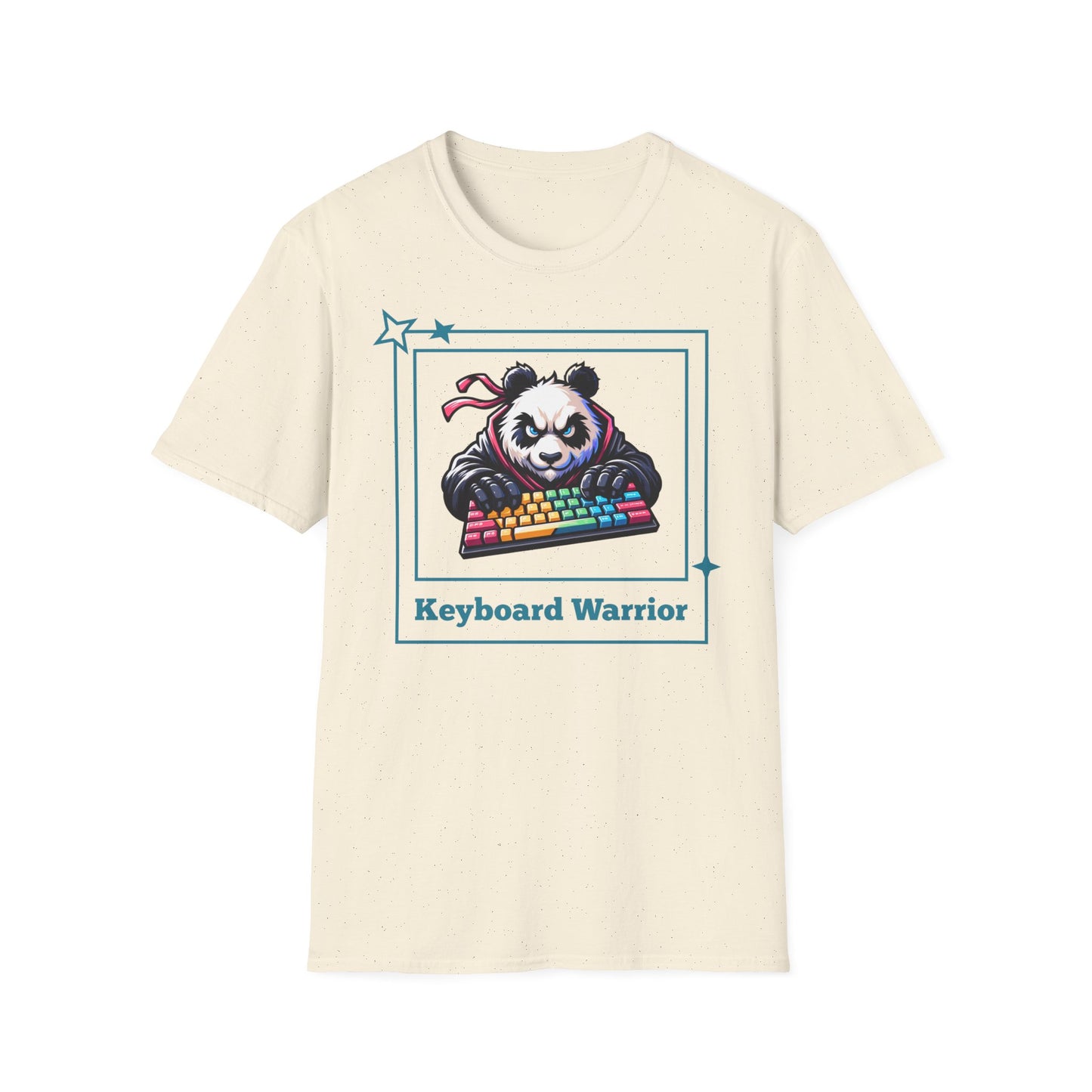 Panda Graphic T-Shirt, Gamer Apparel, Keyboard Warrior Tee, Unisex Softstyle Shirt, Gift for Gamers, Cute Casual Wear