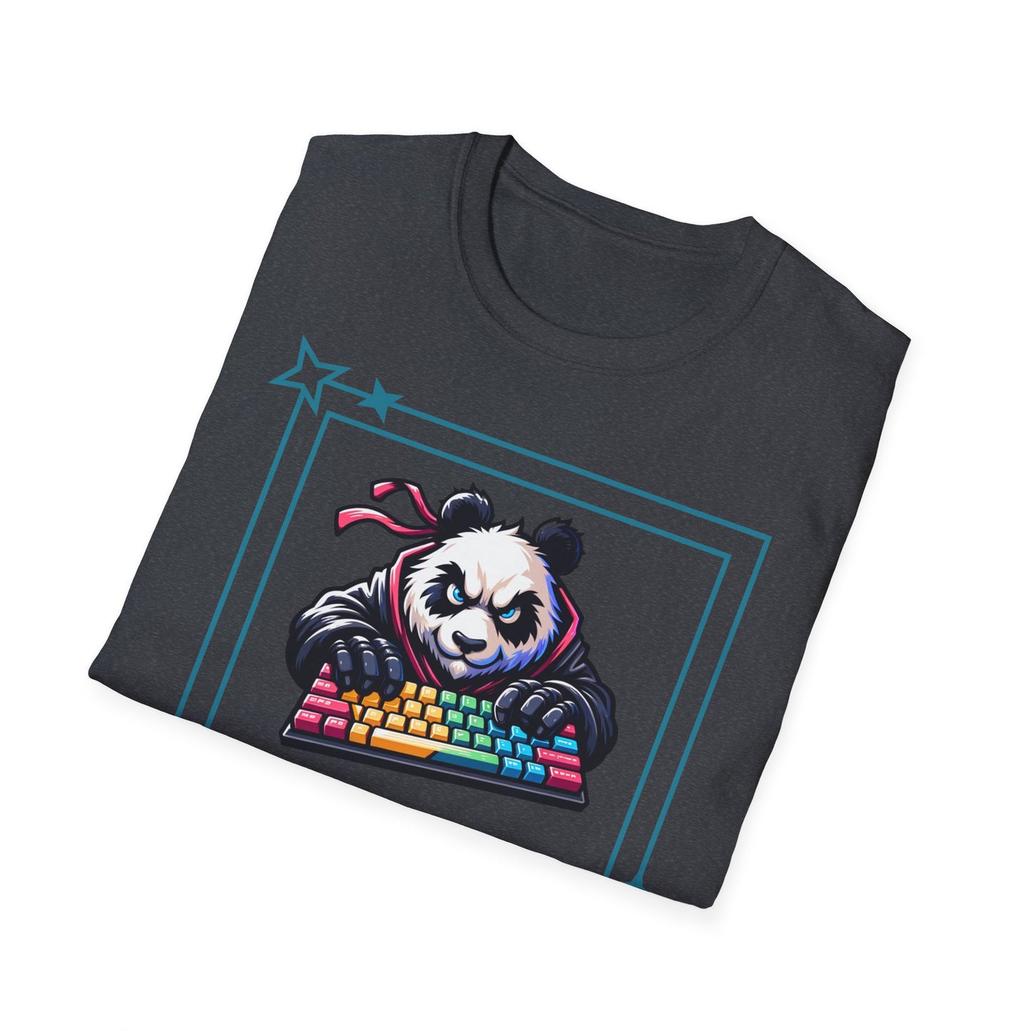 Panda Graphic T-Shirt, Gamer Apparel, Keyboard Warrior Tee, Unisex Softstyle Shirt, Gift for Gamers, Cute Casual Wear