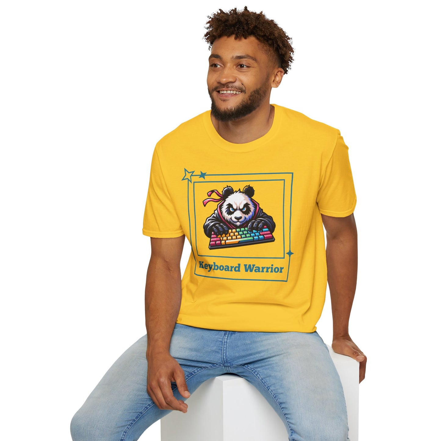 Panda Graphic T-Shirt, Gamer Apparel, Keyboard Warrior Tee, Unisex Softstyle Shirt, Gift for Gamers, Cute Casual Wear