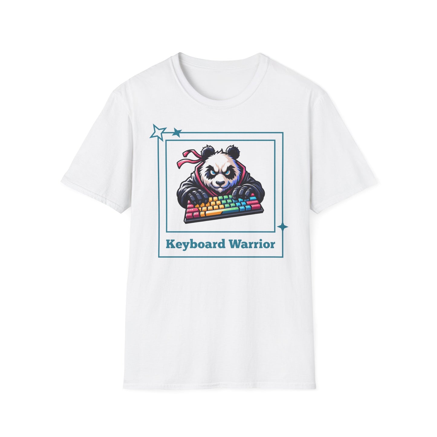 Panda Graphic T-Shirt, Gamer Apparel, Keyboard Warrior Tee, Unisex Softstyle Shirt, Gift for Gamers, Cute Casual Wear