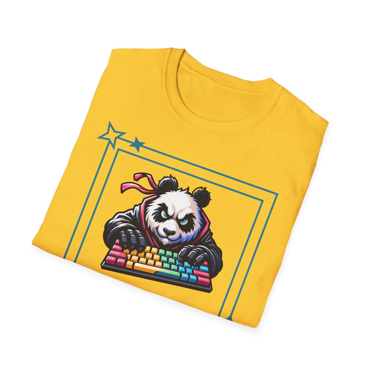 Panda Graphic T-Shirt, Gamer Apparel, Keyboard Warrior Tee, Unisex Softstyle Shirt, Gift for Gamers, Cute Casual Wear
