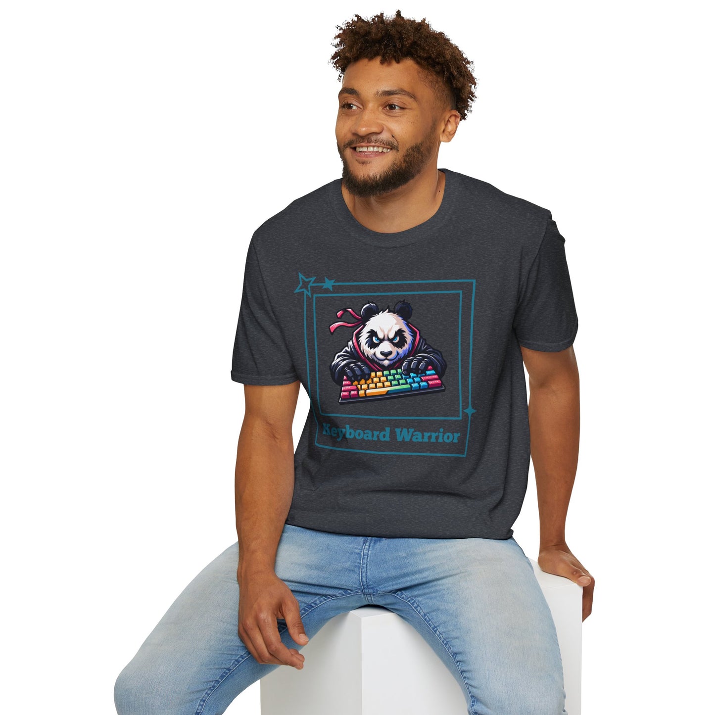 Panda Graphic T-Shirt, Gamer Apparel, Keyboard Warrior Tee, Unisex Softstyle Shirt, Gift for Gamers, Cute Casual Wear
