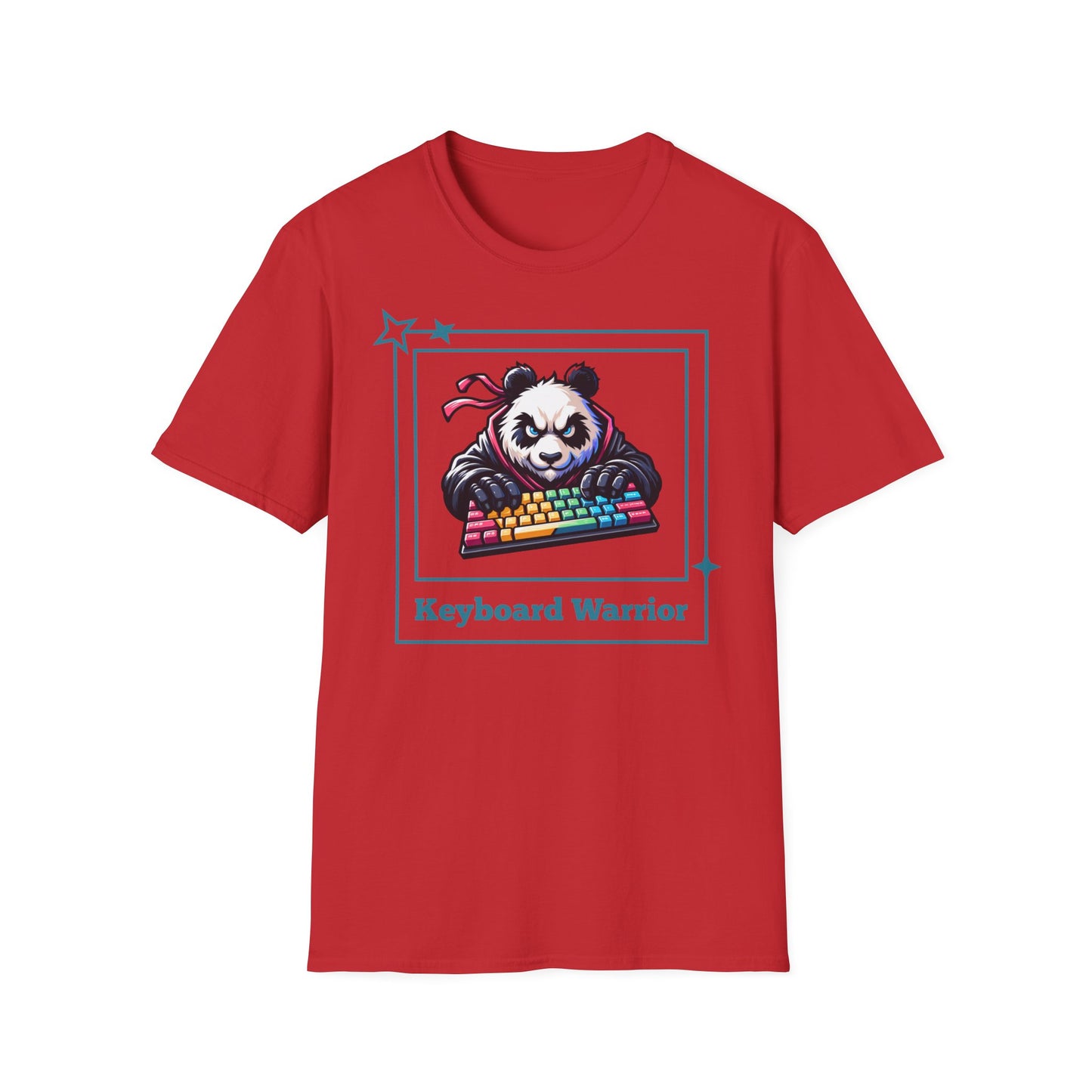 Panda Graphic T-Shirt, Gamer Apparel, Keyboard Warrior Tee, Unisex Softstyle Shirt, Gift for Gamers, Cute Casual Wear