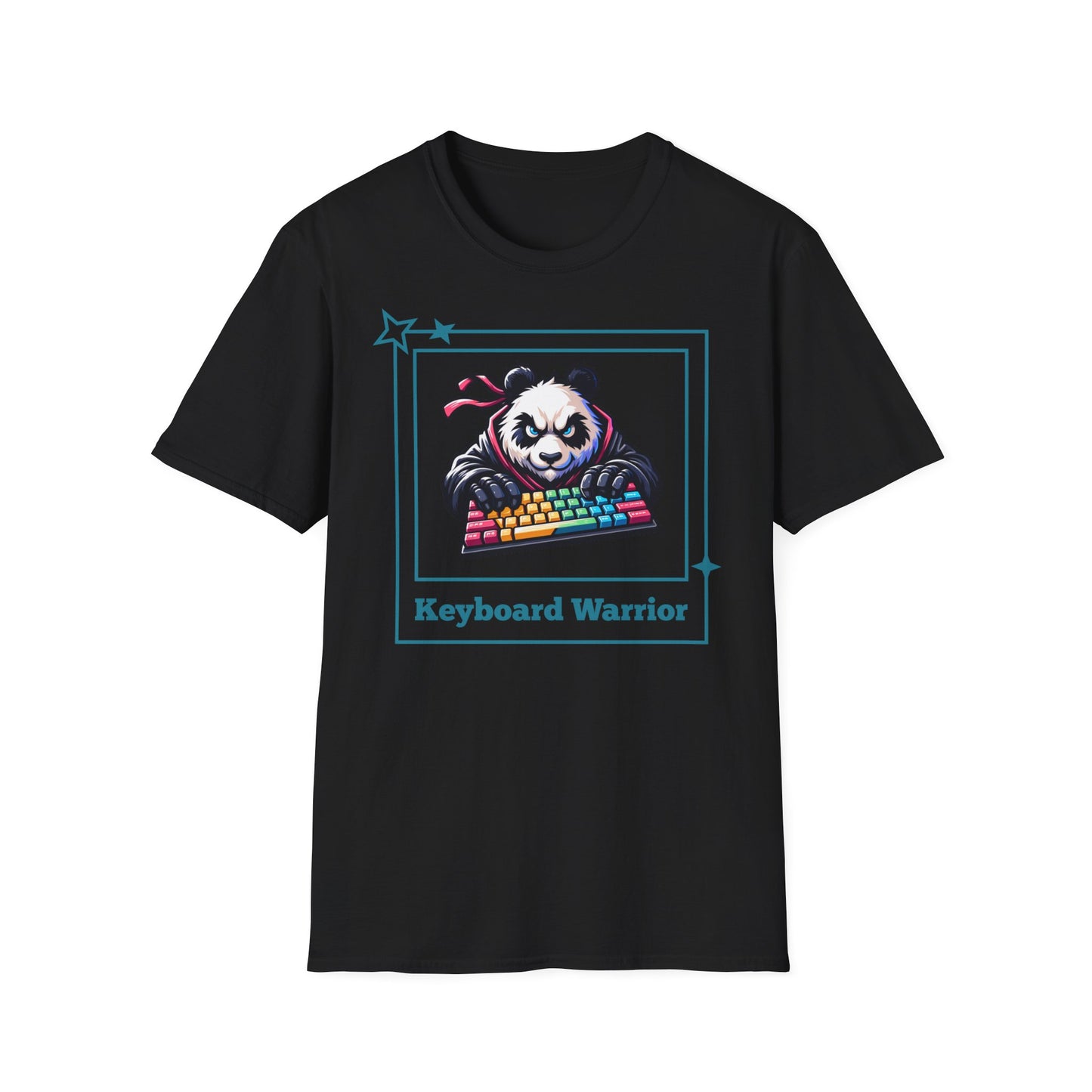 Panda Graphic T-Shirt, Gamer Apparel, Keyboard Warrior Tee, Unisex Softstyle Shirt, Gift for Gamers, Cute Casual Wear