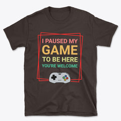 Game Paused Tee, Basic T-Shirt - Gamer's Welcome Fun Design