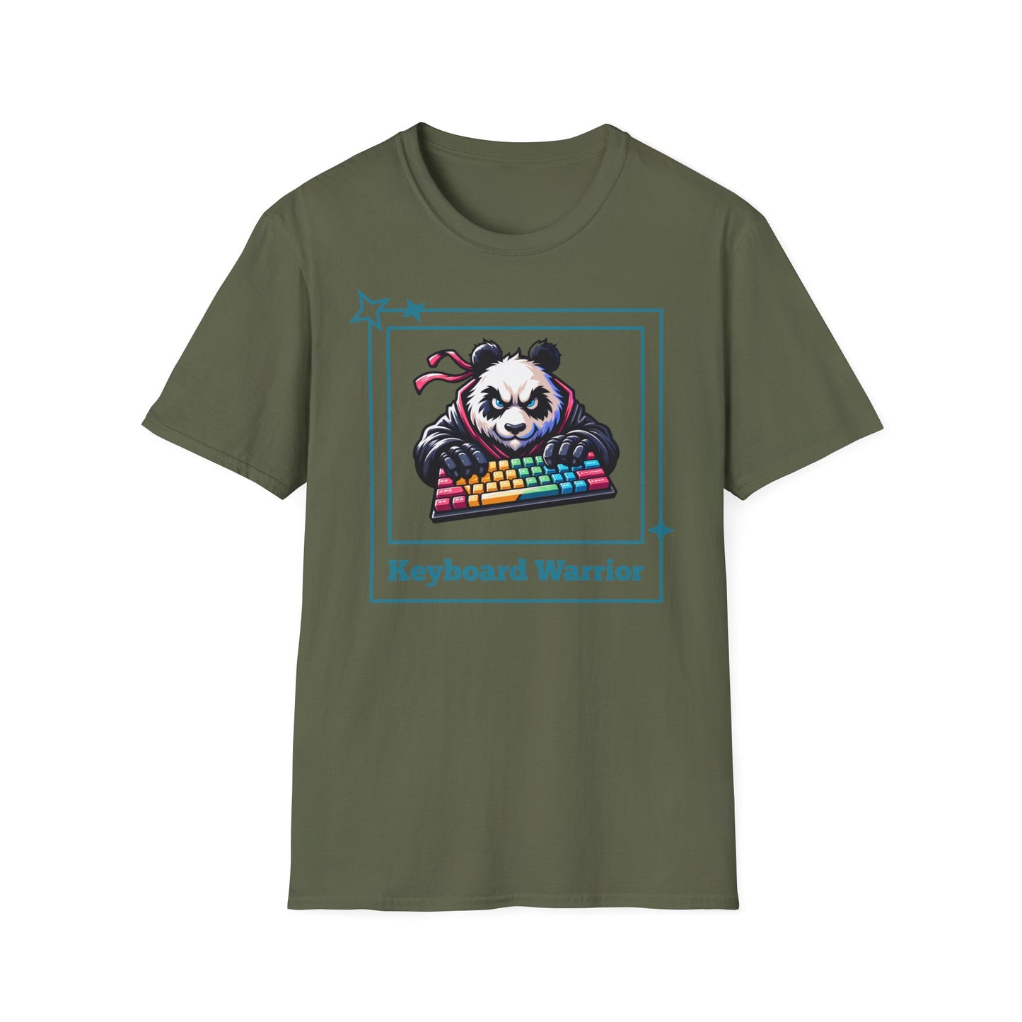 Panda Graphic T-Shirt, Gamer Apparel, Keyboard Warrior Tee, Unisex Softstyle Shirt, Gift for Gamers, Cute Casual Wear