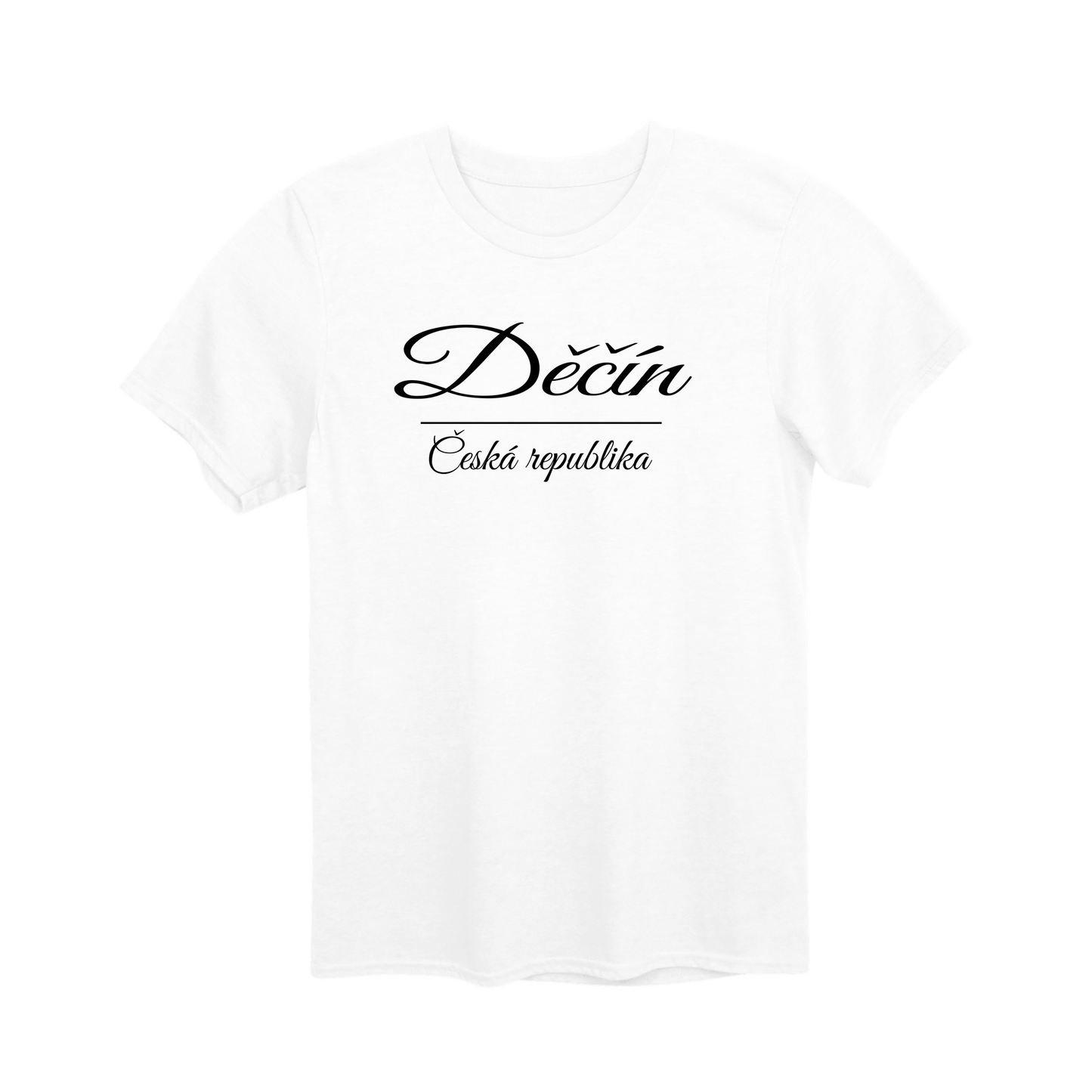 Děčín město, černé krasopis unisex tričko | PandaTees