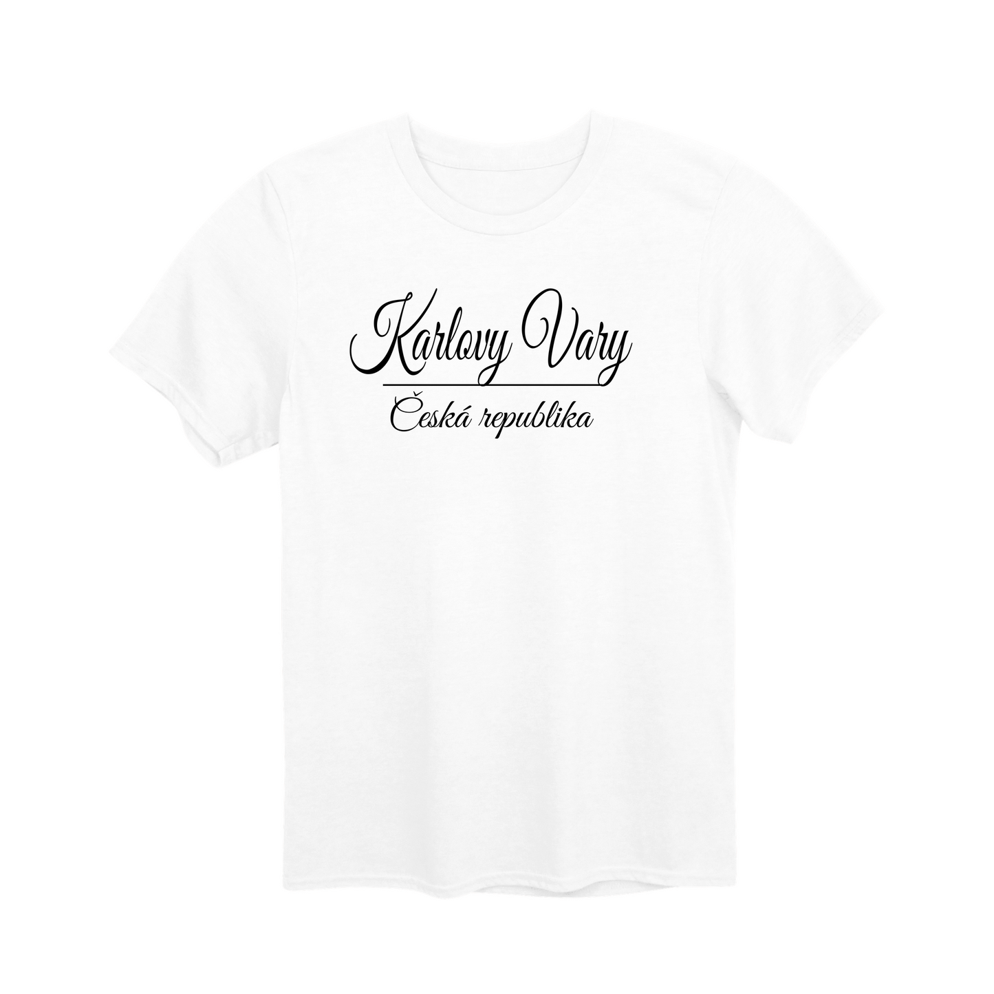 Karlovy Vary město, černé krasopis unisex tričko | PandaTees