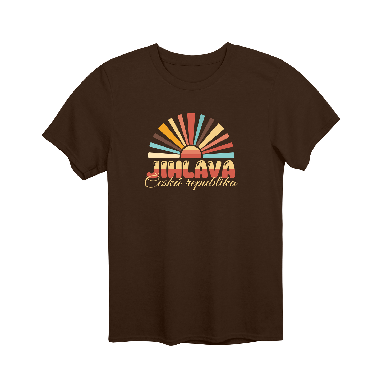 Jihlava město, vintage západ slunce unisex tričko | PandaTees