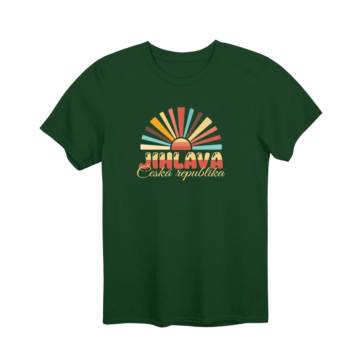 Jihlava město, vintage západ slunce unisex tričko | PandaTees