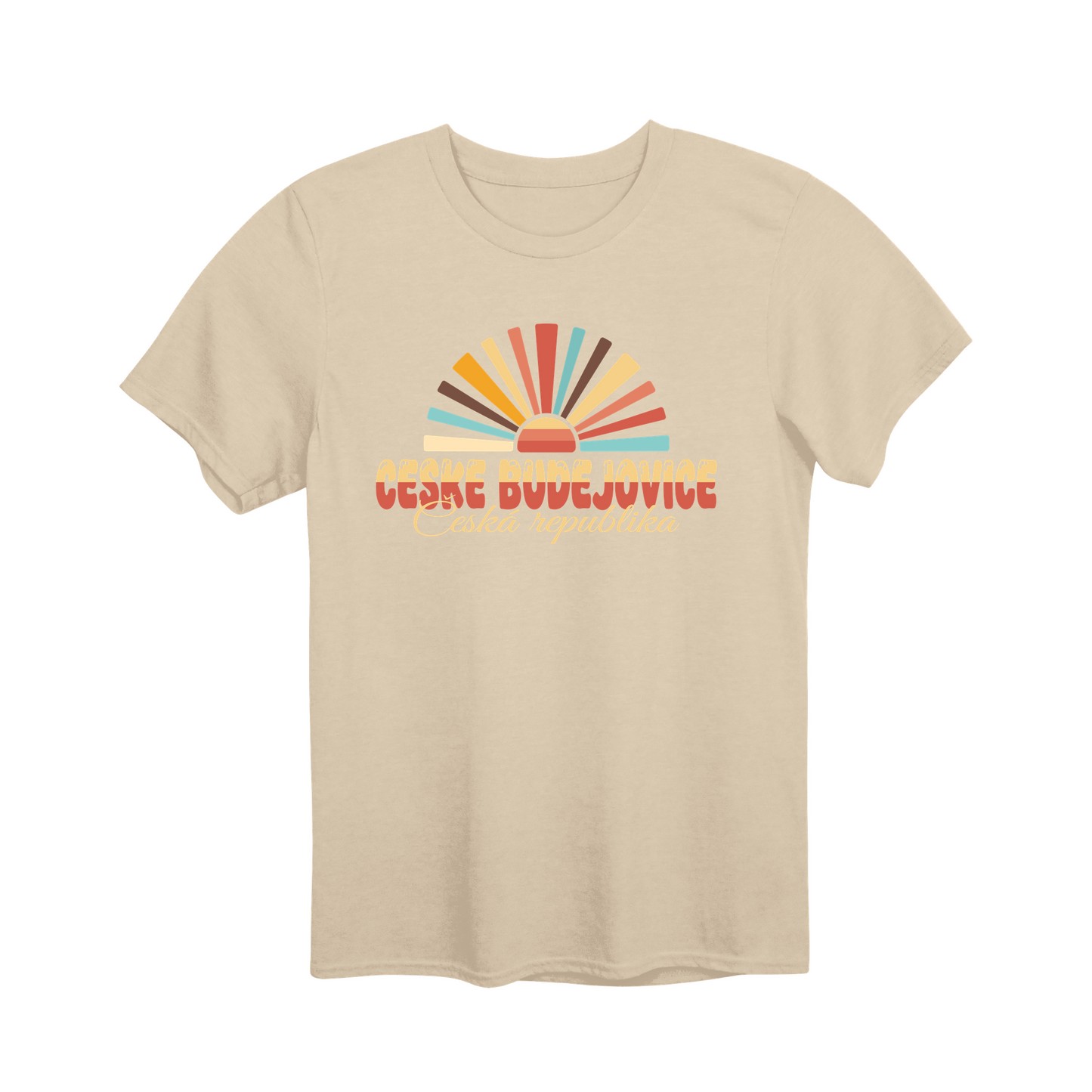 České Budějovice město, vintage západ slunce unisex tričko | PandaTees