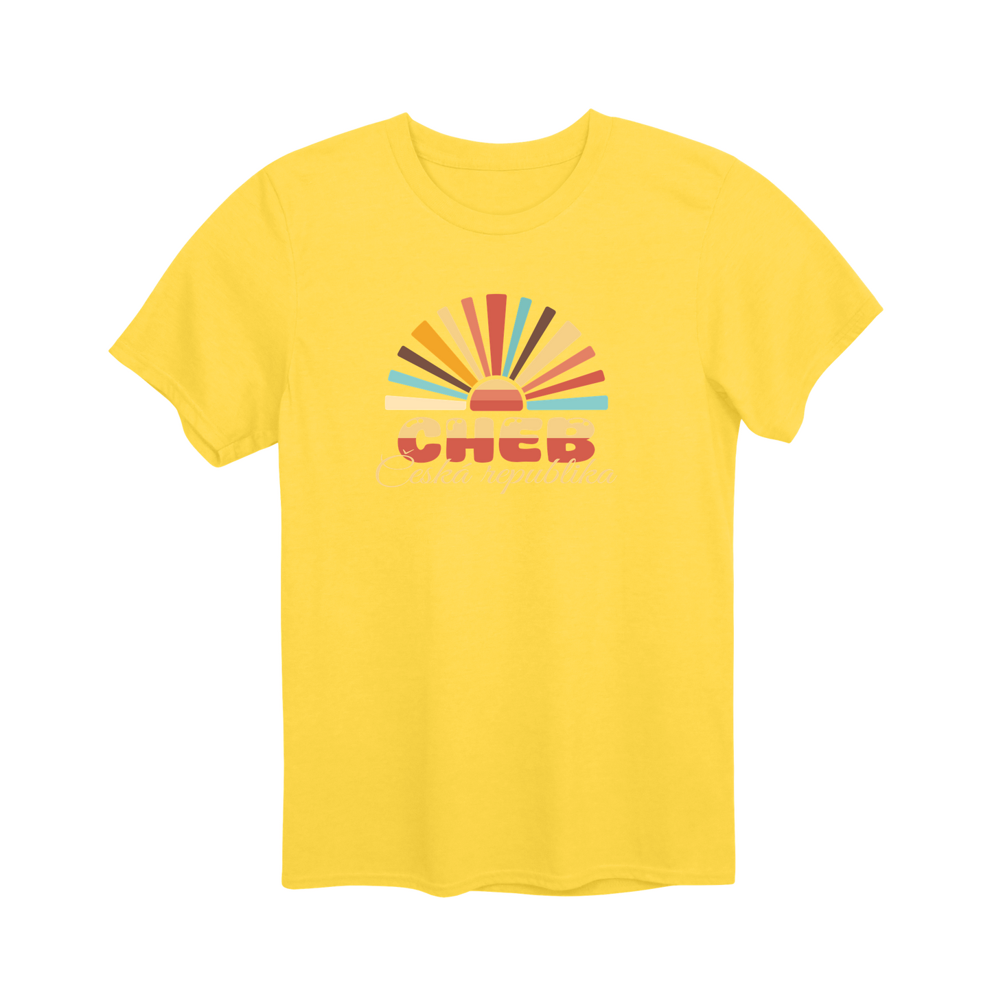 Cheb město, vintage západ slunce unisex tričko | PandaTees